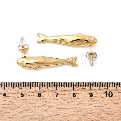 304 Stainless Steel Fish Stud Earrings EJEW-K268-49G-1
