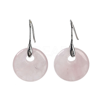 Natural Rose Quartz Dangle Earrings EJEW-C119-01P-05-1