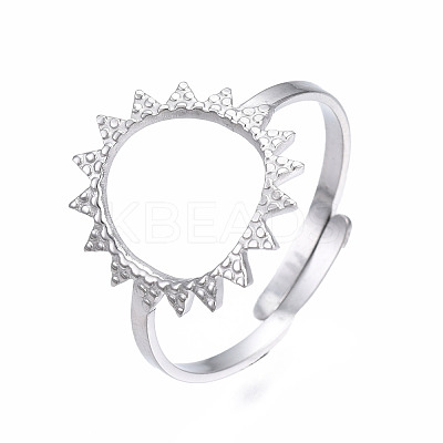 Non-Tarnish 304 Stainless Steel Sun Open Cuff Ring RJEW-T023-84P-1