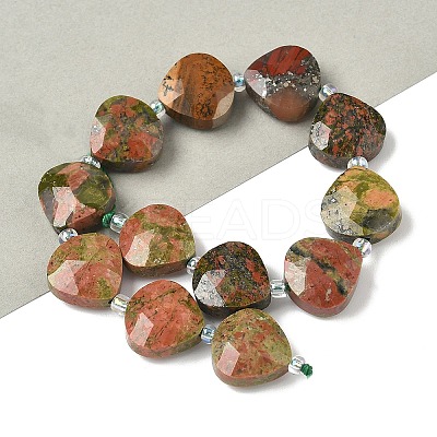 Natural Unakite Beads Strands G-D316-A13-1