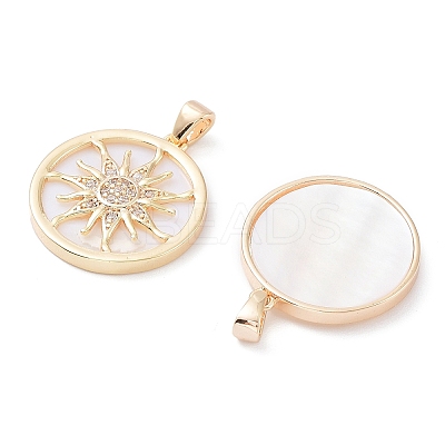 Rack Plating Brass Shell Pendants KK-A183-58A-G-1