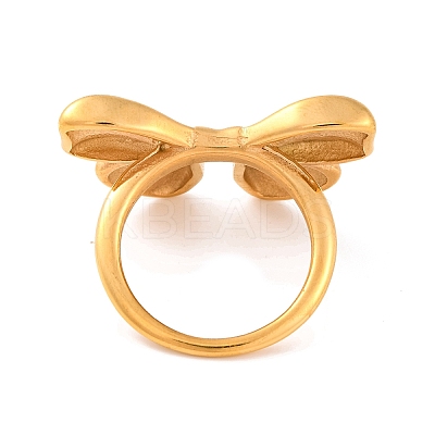 Ion Plating(IP) 304 Stainless Steel Bowknot Finger Rings for Women RJEW-S414-46B-G-1