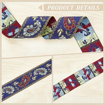 Ethnic Style Embroidery Polyester Ribbon SRIB-WH0007-02B-1