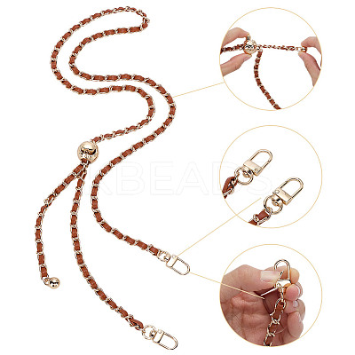 PU Leather & Piatinum Alloy Handbag Chain Straps PURS-WH0008-01G-03-1