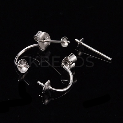 Anti-Tarnish Rhodium Plated 925 Sterling Silver Stud Earring Findings STER-M089-08-1