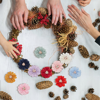 10Pcs 10 Colors Silk Cloth Flower DIY-NB0011-03-1