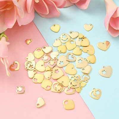 50Pcs 10 Styles 201 Stainless Steel Charms STAS-CJ0002-23-1