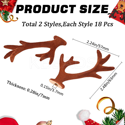 36Pcs 2 Styles Velvet and Plastic Antler Snowman Hand Branch FIND-GF0007-09B-1