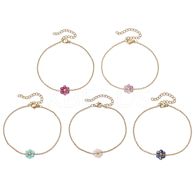 Natural Mixed Gemstone Beaded Link Bracelets BJEW-JB11246-1
