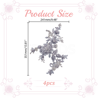 Flower Polyester Embroidery Sew on Appliques PATC-WH0020-33B-1
