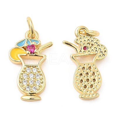 Brass with Cubic Zirconia Enamel Pendants KK-K343-06G-1