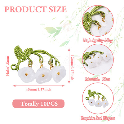Lily of the Valley Glass Conntctor Charms PALLOY-TAC0098-1