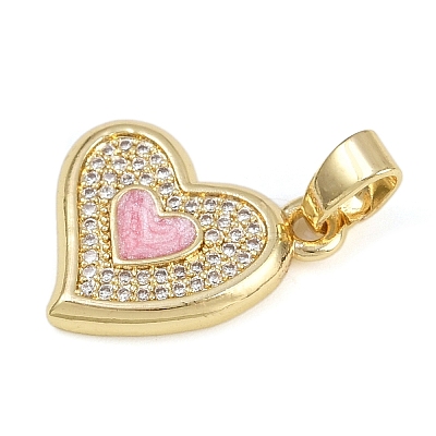 Brass Micro Pave Cubic Zirconia Enamel Pendants KK-Z123-19G-04-1
