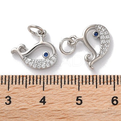 Rack Plating Brass Micro Pave Clear Cubic Zirconia Pendants KK-Z039-19P-1