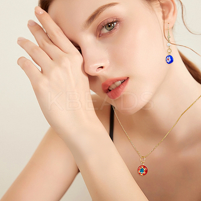 64Pcs Handmade Millefiori Glass Pendants PALLOY-HS00030-1
