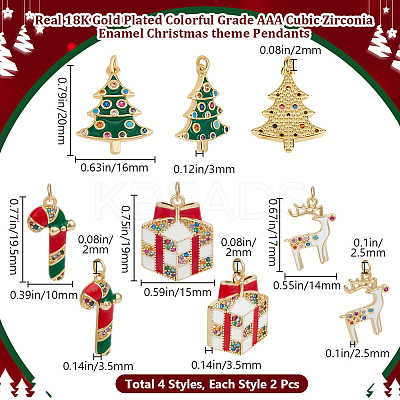 8Pcs 4 Styles Brass Pendants KK-BBC0015-37-1