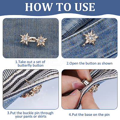 10Pcs 2 Colors Star Alloy Adjustable Jean Button Pins AJEW-ME0002-24-1
