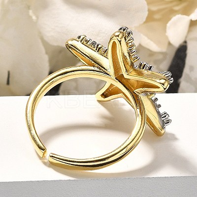 Brass Micro Pave Clear Cubic Zirconia Cuff Rings RJEW-U035-07GP-1