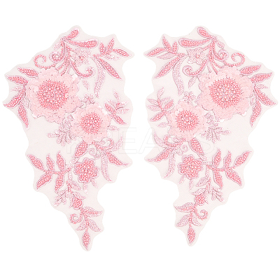 1Pair Flower Lace Polyester Embroidery Organza Ornament Accessories DIY-CY0002-32B-1