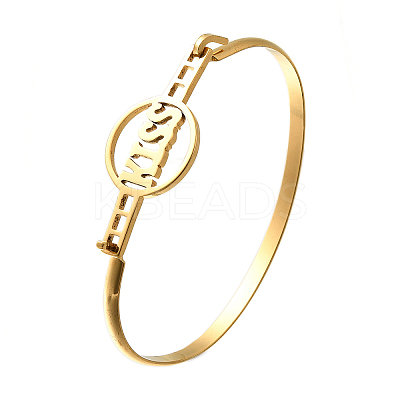201 Stainless Steel Flat Round Link Bangles for Women LS-BJEW-R014-01G-02-1