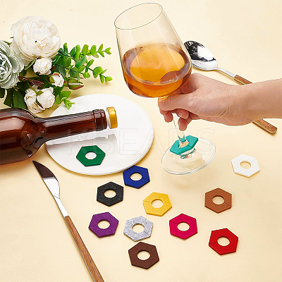 60Pcs 12 Colors Felt Wine Glass Charms AJEW-BC0003-09-1