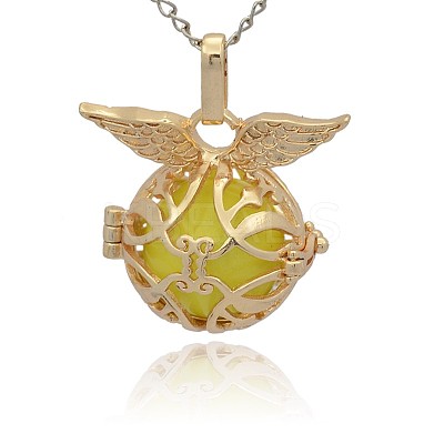 Golden Tone Brass Cage Pendants KK-J213-12G-1