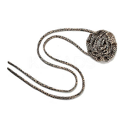 Leopard Print Pattern Fabric Rose Tie Choker Necklaces for Women NJEW-Z022-01H-1