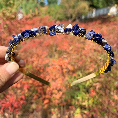 Natural Sodalite Hair Bands PW-WGC1C33-58-1