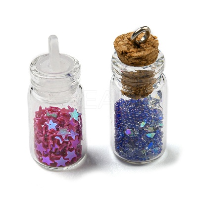 Glass Bottle Pendants GLAA-XCP0001-19-1