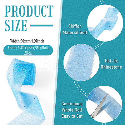 2Rolls Polyester Hot-fix Rhinestone Raw Edges Ribbon OCOR-TA0003-95K-1