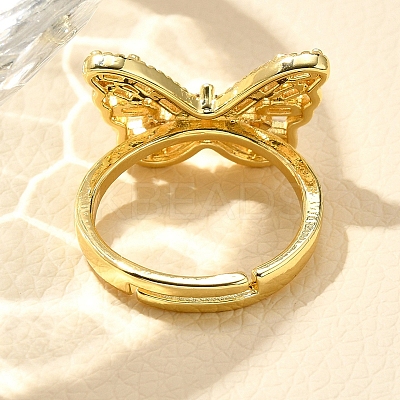 Adjustable Rack Plating Brass Micro Pave Cubic Zirconia Finger Rings for Women RJEW-M028-25G-05-1
