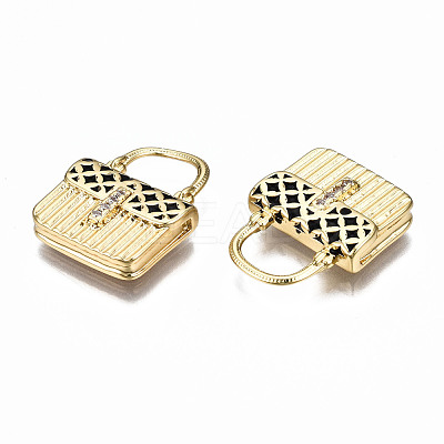 Brass Micro Pave Cubic Zirconia Enamel Pendants ZIRC-Q200-020A-NF-1
