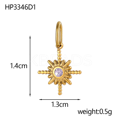 304 Stainless Steel Cubic Zirconia Pendants STAS-OY007-74G-1