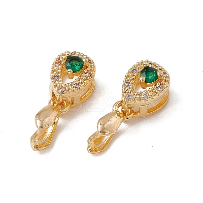Brass Micro Pave Green Cubic Zirconia Ice Pick Pinch Bails KK-A171-21G-1