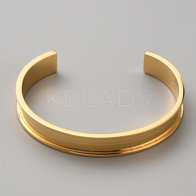 304 Stainless Steel Grooved Cuff Bangles LS-BJEW-WH0019-07G-1