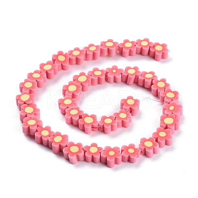 Handmade Flower Polymer Clay Beads Strands LS-CLAY-M003-07K-1