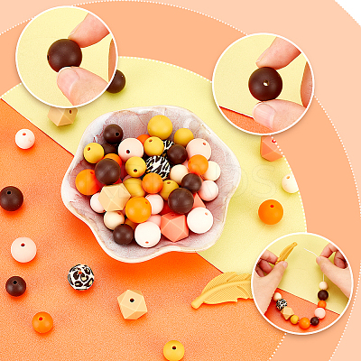14 Style Food Grade Eco-Friendly Silicone Focal Beads SIL-GA0001-09-1
