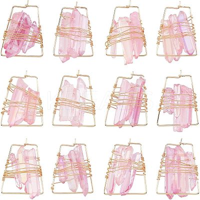 6 Pairs Natural Quartz Wire Wrapped Earrings for Girl Women EJEW-NB0001-07-1