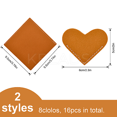 16Pcs 16 Style PU Imitation Leather Bookmarks FIND-GL0001-38-1