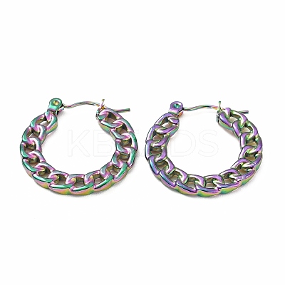 Ion Plating(IP) 304 Stainless Steel Curb Chain Shape Stud Earrings for Women EJEW-F283-02MC-1