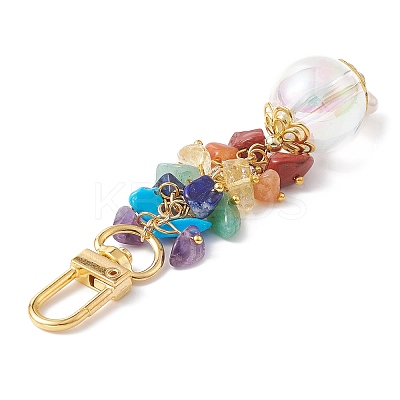 Chakra Natural Mixed Stone Beaded Pendant Decorations HJEW-JM01109-1