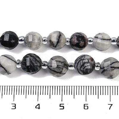 Natural Black Netstone Beads Strands G-G182-B32-03-1