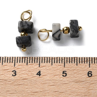 Natural Netstone Cuboid Beaded Pendants STAS-C120-02G-01-1