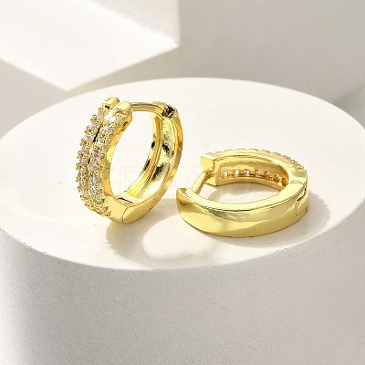 Brass Clear Cubic Zirconia Hoop Earrings EJEW-M047-20G-1