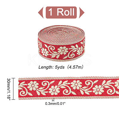 Ethnic Style Flower Pattern Polyester Ribbon OCOR-WH0047-48-1