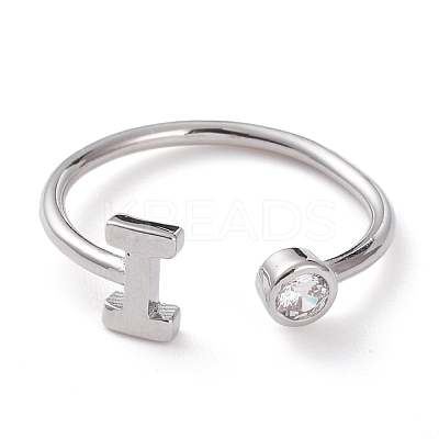 Brass Micro Pave Clear Cubic Zirconia Cuff Rings RJEW-Z005-I-P-1