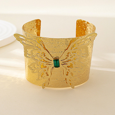 Butterfly Alloy Rhinestone Cuff Bangles FS-WG75F11-02-1