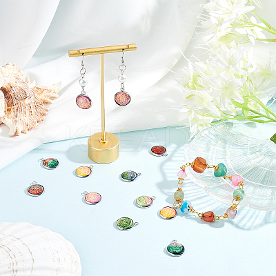 36Pcs 9 Colors Printed Resin Pendants FIND-DC0001-22-1