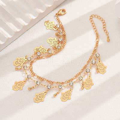 Bohemian Style Brass Rhinestone Charm Anklets YN3777-1