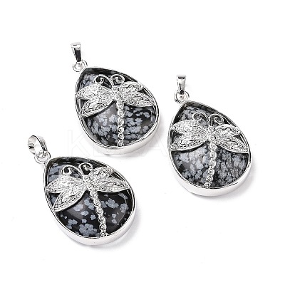 Natural Snowflake Obsidian Pendants X-G-G900-01P-13-1